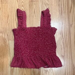 Sage Red Smocked Ruffle Crop Top